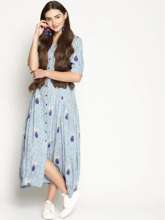 Grey Vase Printed Jhabla Dress-S