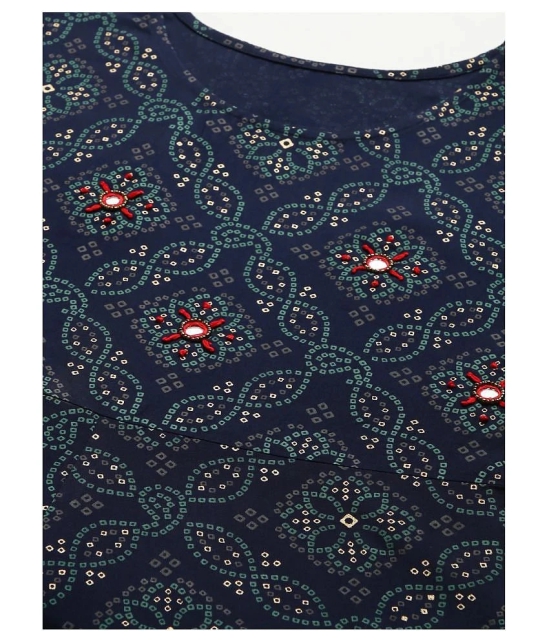 Stylum - Navy Rayon Womens Flared Kurti - M