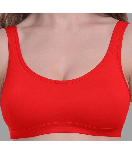 Madam - Red Cotton Blend Non Padded Womens Everyday Bra ( Pack of 1 ) - None