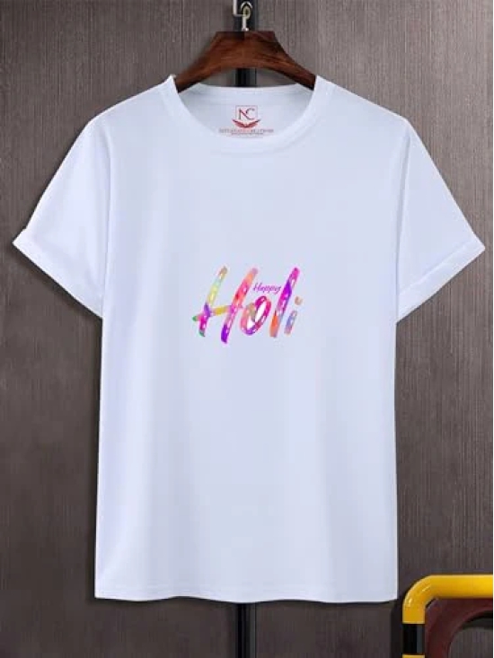 NITYANAND CREATIONS Round Neck White Holi T-Shirt for MEN-HOLI-T-SHIRT-11539-S