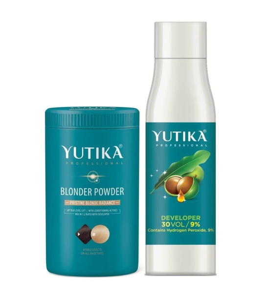 Yuthika Professional Blonder Powder 250g with Hair Color Developer 30 Volume (9%) 500ml