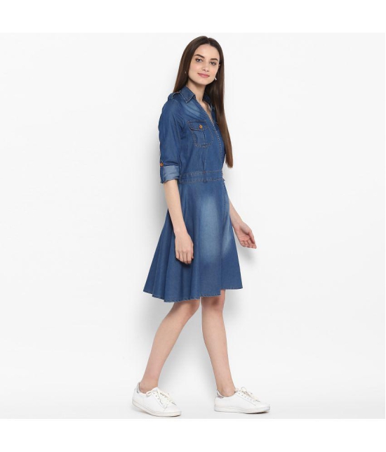 StyleStone Denim Blue Fit And Flare Dress - Single - None