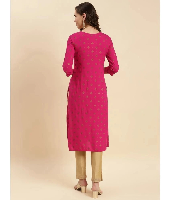 Rangita Women Pink Rayon Embroidered Calf Length Straight Kurti - None