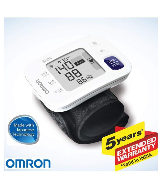 Omron HEM 6181 Fully Automatic Wrist Blood Pressure Monitor with Intelligence Technology, Cuff Wrapping Guide and Irregular Heartbeat Detection for Most Accurate Measurement (White)