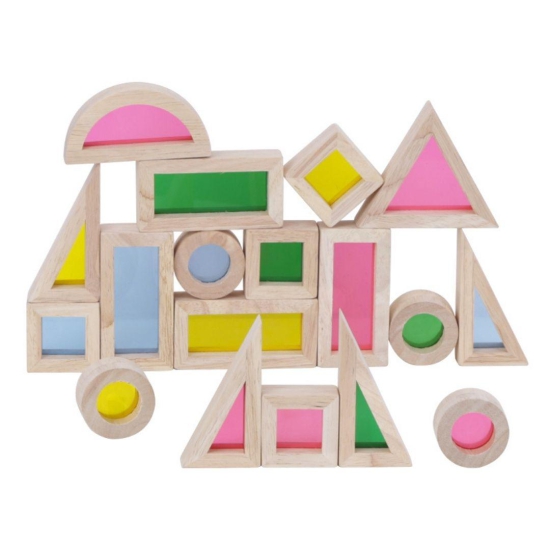 Wooden Rainbow Blocks | Acrylic Multicolor Geometrical Blocks Set for Kids