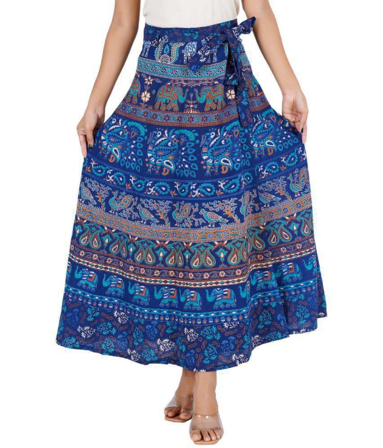 Rangun Cotton A-Line Skirt - Blue Single - 44