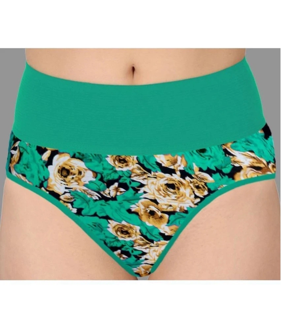 Madam - Green Cotton Printed Womens Briefs ( Pack of 1 ) - None