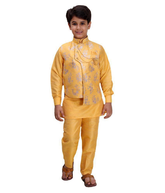 \nFourfolds Ethnic Wear Kurta Pyjama with Waist Coat Jacket for Kids and Boys_FE610 - None