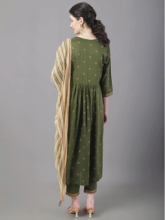 Trending Green Rayon Kurti Set For Women-LARGE