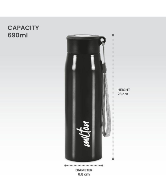 Milton Handy 650 Stainless Steel Water Bottle (690 ml) Black - Black