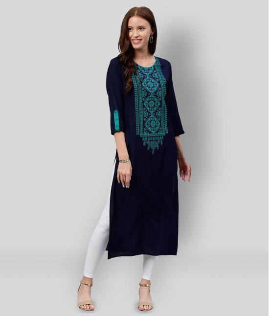 KIPEK - Blue Rayon Womens Straight Kurti - XXL