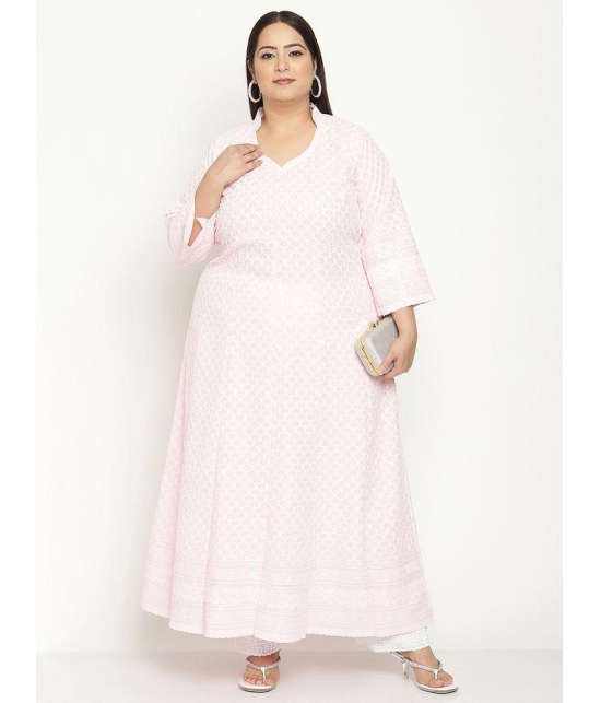 Queenley - Pink Cotton Womens Flared Kurti ( Pack of 1 ) - None