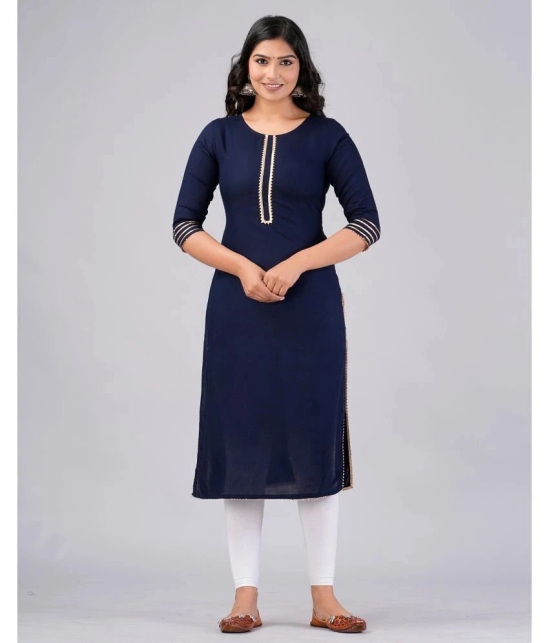 MAUKA Rayon Embroidered Straight Womens Kurti - Blue ( Pack of 1 ) - None