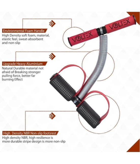 VOLTEX Red Single Spring Tummy Trimmer for Abs Exerciser,Body Toner and Fat Buster| For Men and Women - Red