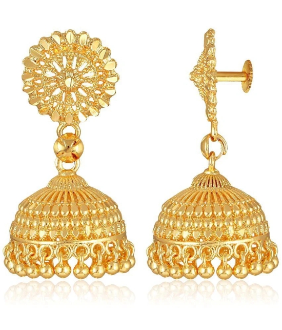 VIVASTRI Golden Jhumki Earrings ( Pack of 1 ) - Golden