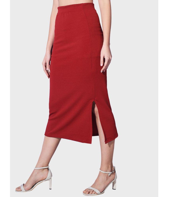 BuyNewTrend - Maroon Cotton Blend Women''s Straight Skirt ( Pack of 1 ) - None