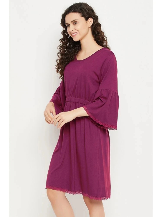 Clovia Purple Modal Womens Nightwear Nighty & Night Gowns ( Pack of 1 ) - None