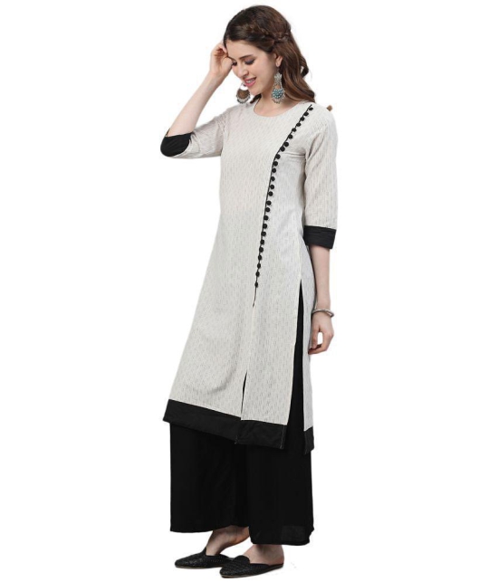 Antaran Cotton Striped Straight Women''s Kurti - White ( Pack of 1 ) - None