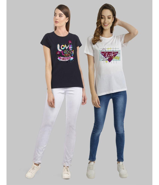 CHOZI - Multi Color Cotton Blend Regular Fit Women's T-Shirt ( Pack of 2 ) - None