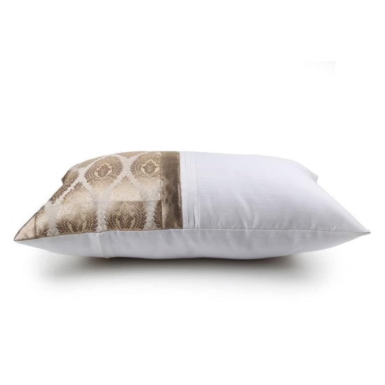 Set of 3 pcs White & Beige Brocade cushion cover 12