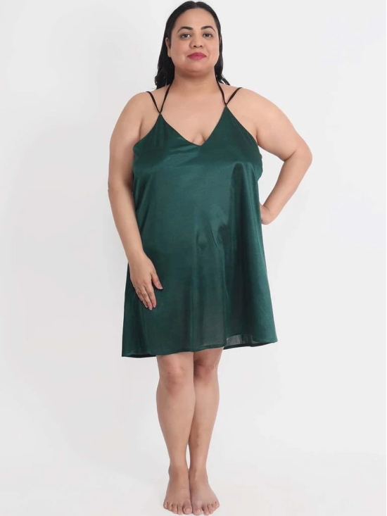 Plus Size Sexy Solid Satin Green Babydoll and Bikini Dress Dress for Honeymoon BB37Gb