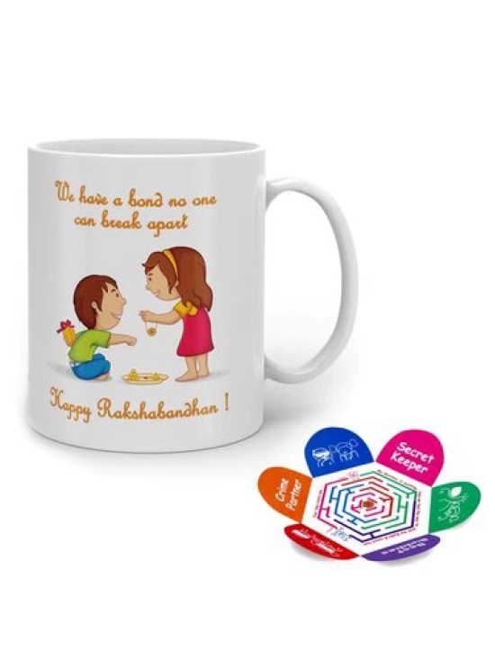 Indigifts Rakhi Gift for Brother Happy Rakshabandhan Quote White Coffee Mug 330 ml - Raksha Bandhan Gift for Sister, Rakhi Gift for Sister, Rakhi for Brother, Best Gift for Brother, Rakshabandhan Mug