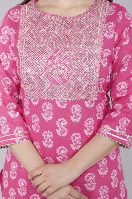 kurti with pant & dupatta Dupatta Sets-M / Pink