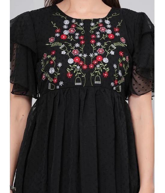 JC4U Crepe Embroidered Midi Womens Fit & Flare Dress - Black ( Pack of 1 ) - None