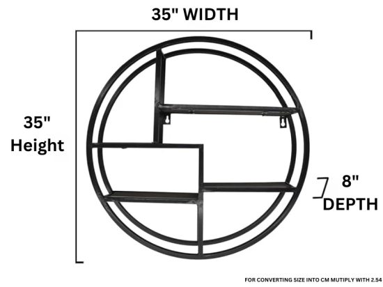 Mount Muse Solid wood Metallic Round wall storage shelf