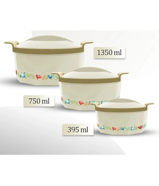 MILTON Elegance Jr. Inner Stainless Steel Casserole Gift Set of 3 (395 ml 750 ml 1.35L) Cream - Cream