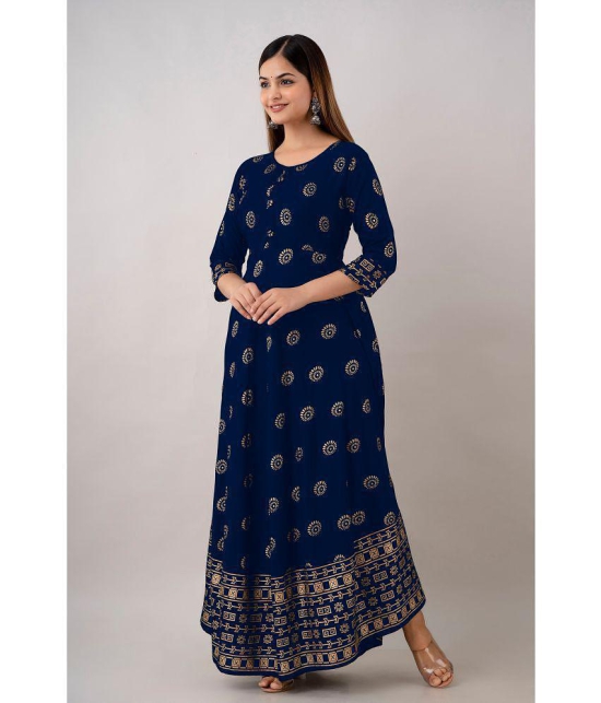 Kapadia - Navy Blue Rayon Womens Anarkali Kurti ( Pack of 1 ) - None