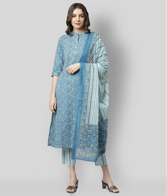 Janasya - Blue Cotton Women's Stitched Salwar Suit ( Pack of 1 ) - None