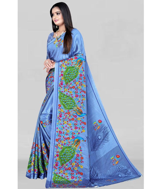 LEELAVATI - Blue Crepe Saree With Blouse Piece ( Pack of 1 ) - Blue