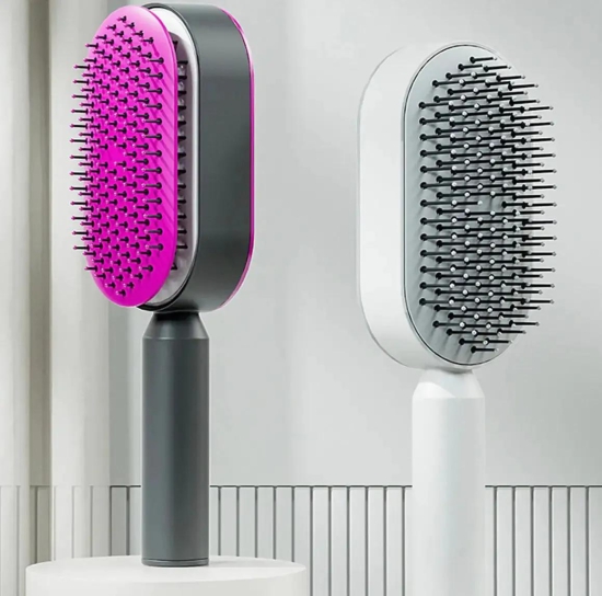 Self Cleaning Hair Brush-White