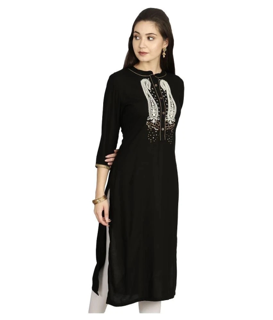 Alena - Black Cotton Womens Straight Kurti - L