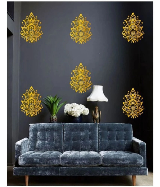 Decor Villa Pooja Vinyl Gold Wall Sticker - Pack of 6