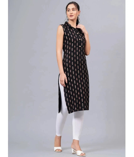 JC4U Rayon Printed Straight Womens Kurti - Black ( Pack of 1 ) - None