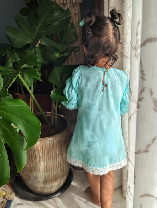 Cotton Malmal Dress | Blue Skies | 0 -12Y-2-3Y