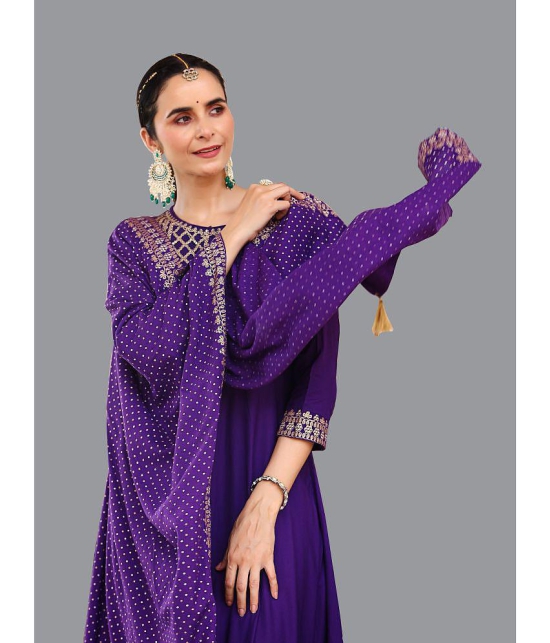 Amira creations Rayon Embroidered Kurti With Pants Womens Stitched Salwar Suit - Purple ( Pack of 1 ) - None