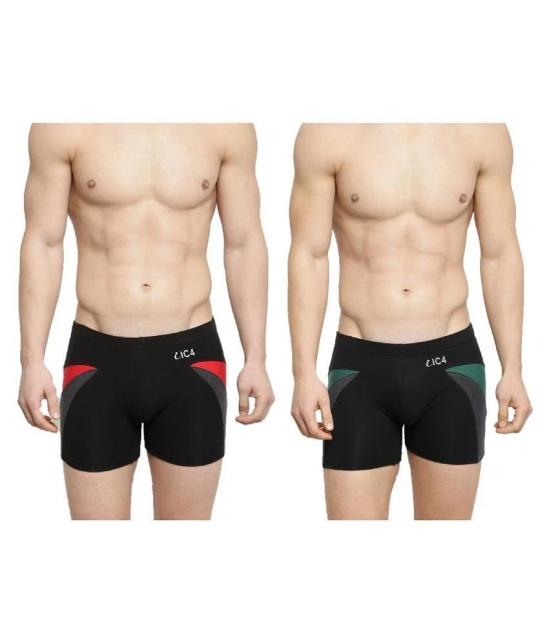 IC4 - Black Cotton Blend Mens Trunks ( Pack of 2 ) - S