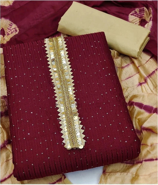 Apnisha - Unstitched Maroon Cotton Dress Material ( Pack of 1 ) - Maroon