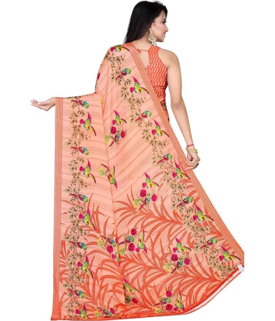 LEELAVATI - Orange Crepe Saree With Blouse Piece ( Pack of 1 ) - Orange