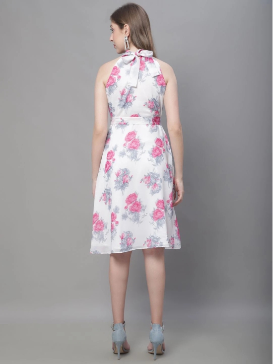 MINI & MING Floral Print Georgette Fit & Flare Dress