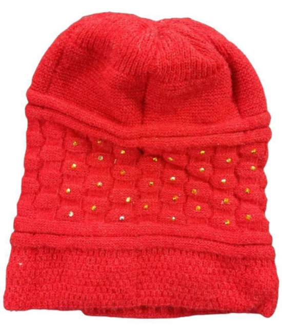 Whyme Fashion - Red Woollen Women's Cap ( Pack of 1 ) - Red