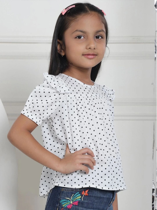 MINI & MING Girls Polka Dot Printed Puff Sleeves Regular Top