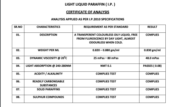 Paraffin Liquid Light / Mineral Oil (LLP)-5L / Pure