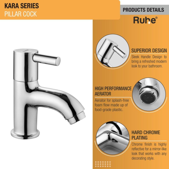 Kara Pillar Tap Brass Faucet- by Ruhe®