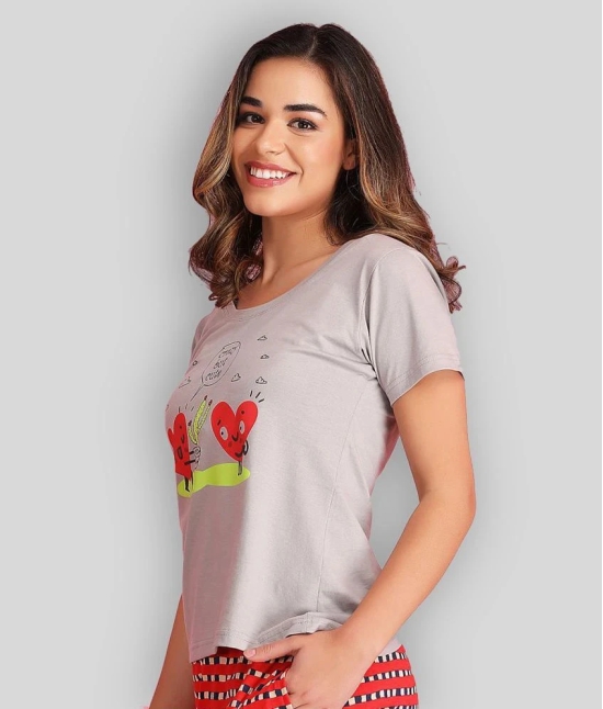 Clovia Cotton Night T-Shirt - Grey Single - M