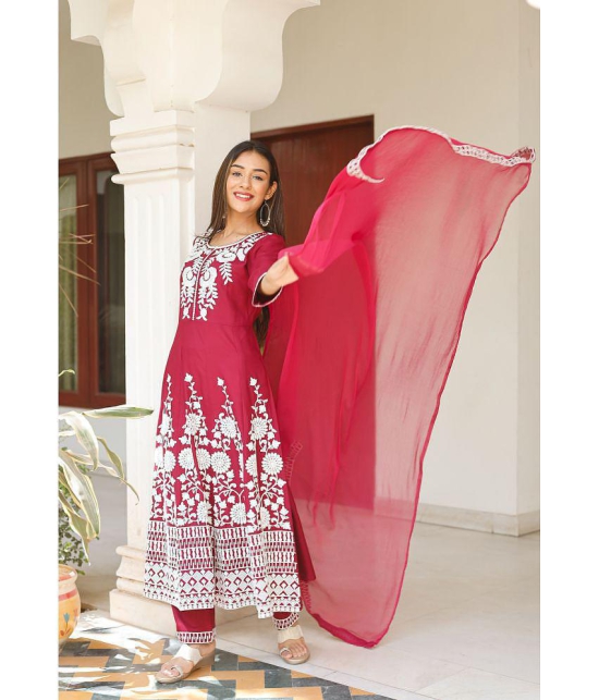 AMIRA'S INDIAN ETHNICWEAR - Red Rayon Women's Stitched Salwar Suit ( ) - M