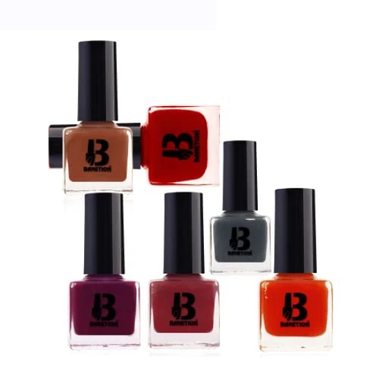 BANETION Nailpaint/Polish/Lacquer| Fast Drying | Glossy Finish | Long Lasting | Smooth Application | High shine combination of Red shades Nail Polish For Women (Pack of 6)